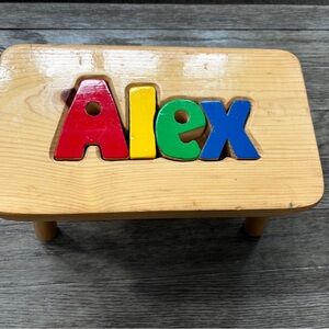 Colorful Wooden Name Puzzle Stool Alex